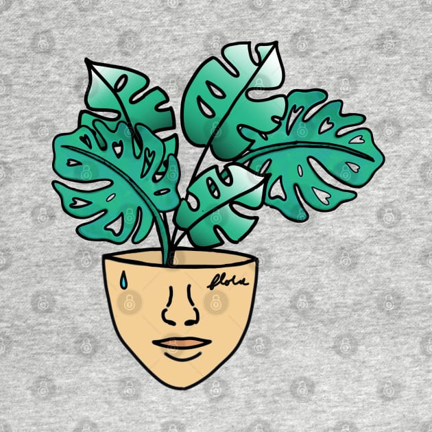 Monstera Plant Person with Face Tattoos by Tenpmcreations